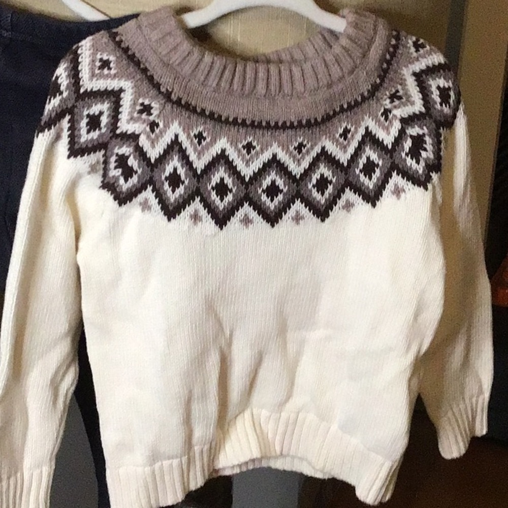 Cozy Cream and Brown Patterned Sweater